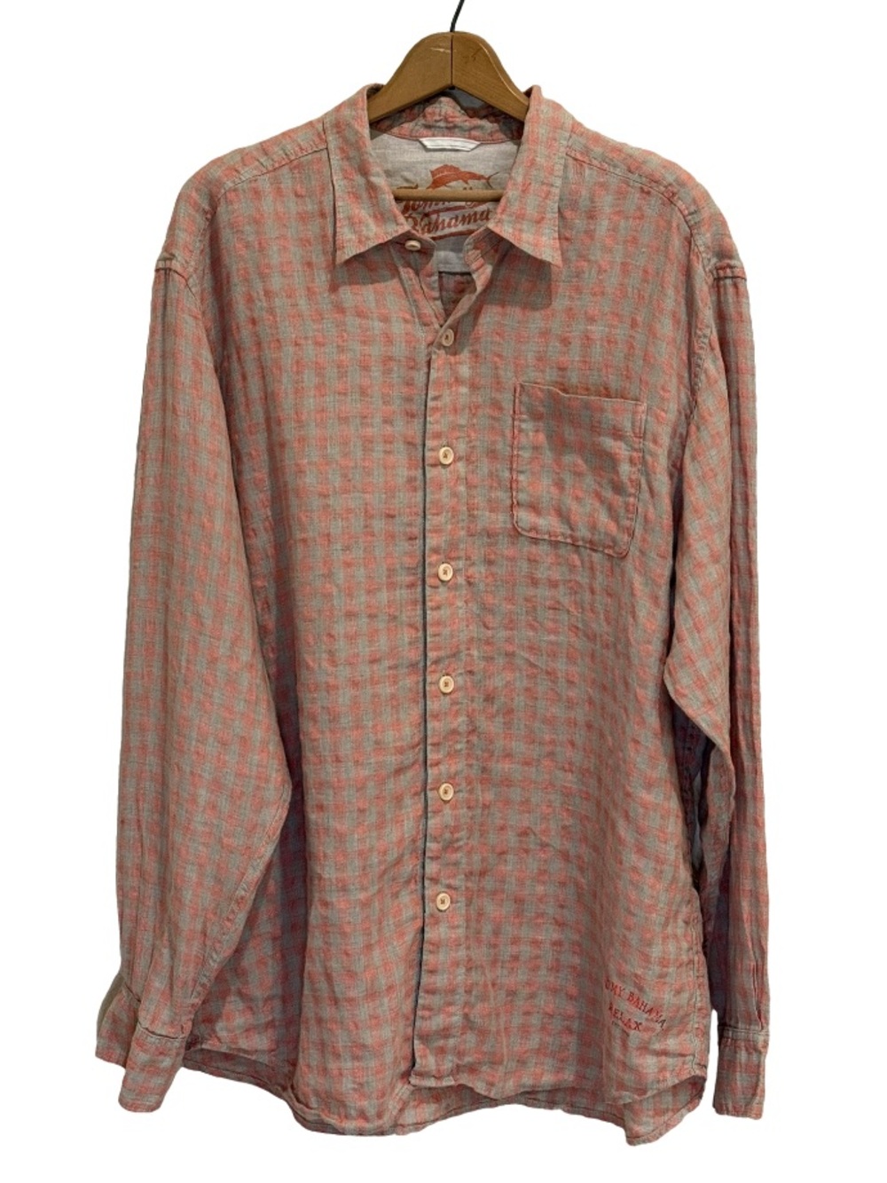 Tommy Bahama Relax XXL Linen Gingham Button Down Shirt